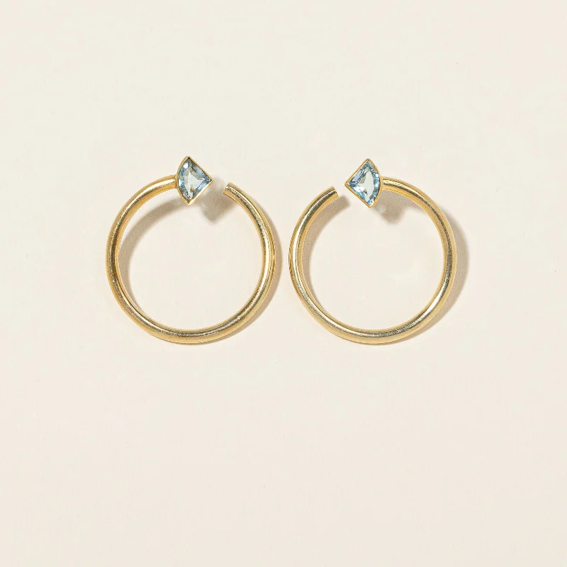 Hoop earrings with gold accents for a warm, elegant statement piece-Blue Topaz Circle Earrings | 1.70ctw |