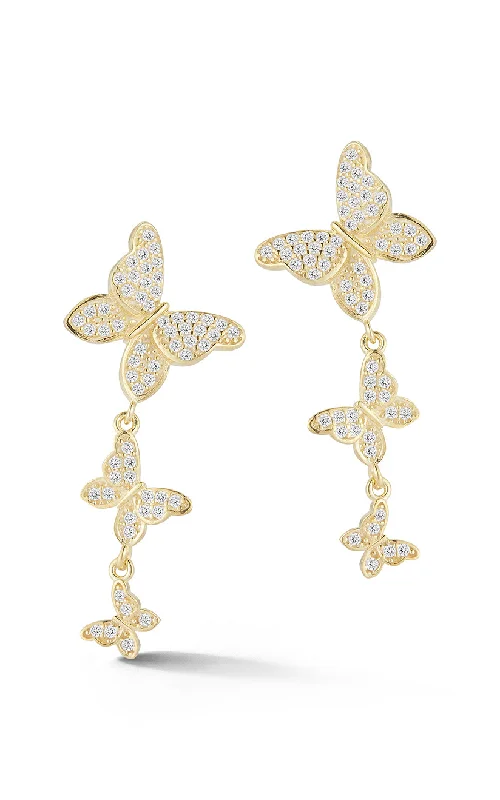 Medium hoop earrings for an everyday look with the perfect balance of style-Butterfly Drop Stud Earring