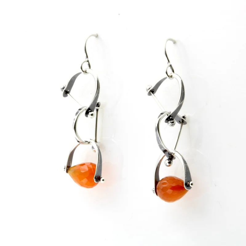 Hoop earrings with colorful beads for a fun and playful vibe-Carnelian Forged Earrings