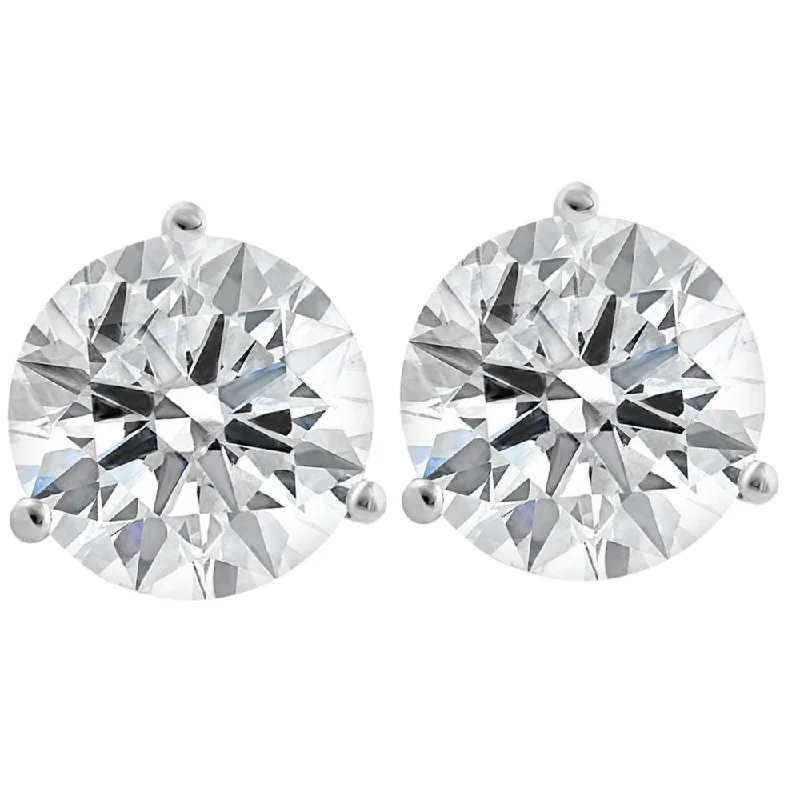 Classic hoop earrings with a thin profile for a sleek and subtle style-Certified 4 Ct Lab Grown Diamond Martini Screw Back Studs 14k White Gold