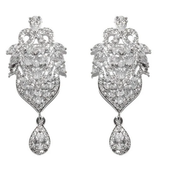 Hoop earrings with dangling charms for a playful and fun look-Christiana Statement Bridal Crystal Earring