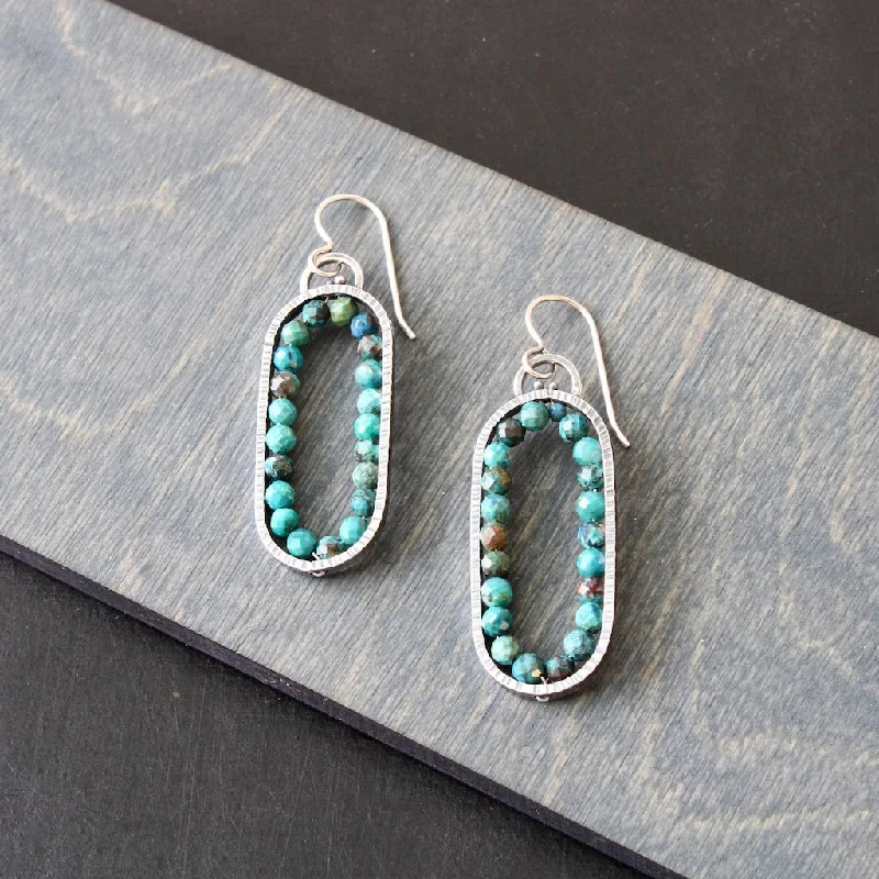 Best hoop earrings with geometric cuts for a sharp, modern appeal-Chrysocolla Oval "Geode" Earrings