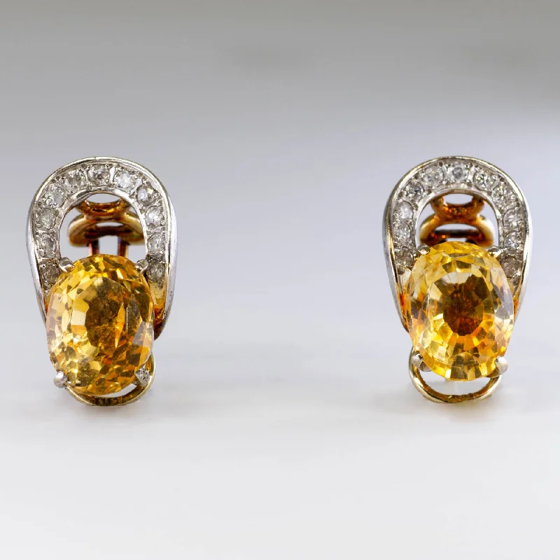 Best hoop earrings with infinity designs for a timeless and meaningful symbol-Citrine & Diamond Earrings | 9.00ctw | 0.44ctw |