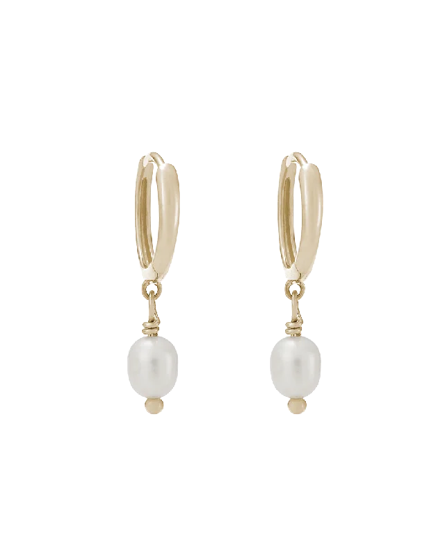 Best hoop earrings with tribal designs for a cultural and exotic aesthetic-CLASSIC PEARL HOOPS (9K GOLD)