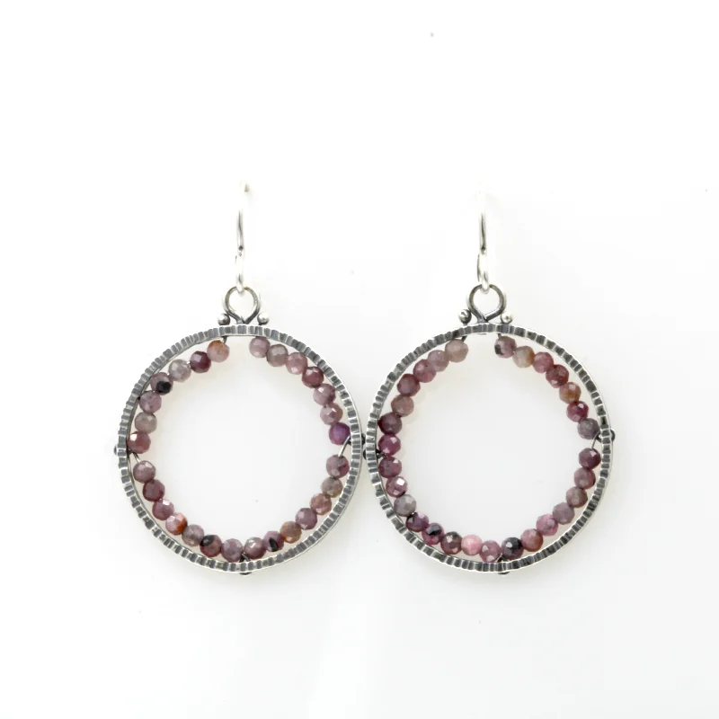 Hoop earrings with a matte finish for a sleek and sophisticated appearance-Circle “Geode” Ruby Earring