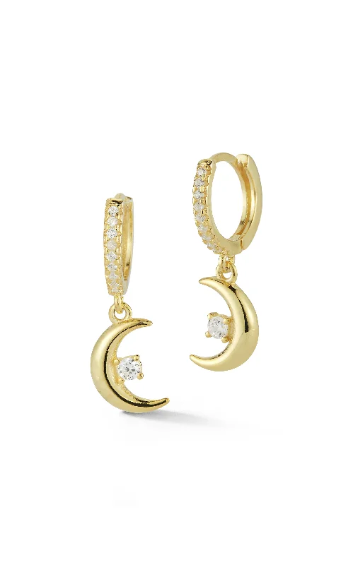 Best hoop earrings with intricate beaded details for a textured, stylish appearance-Crescent Moon Huggie Earring