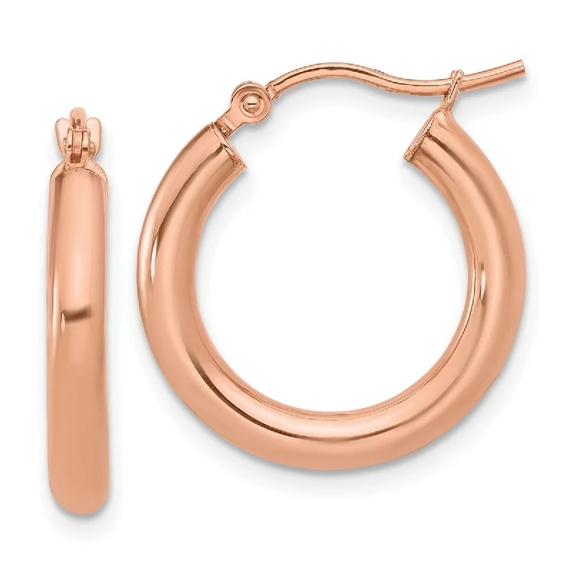 Best hoop earrings with geometric shapes for a modern and artistic appeal-Curata 10k Rose Gold Polished 3x20mm Classic Hoop Earrings