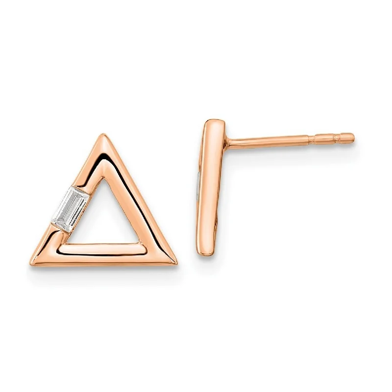 Hoop earrings with open designs for a modern, lighthearted vibe-Curata 14k Rose Gold Polished Triangle Diamond Post Earrings Measures 9.1x10.35mm Wide