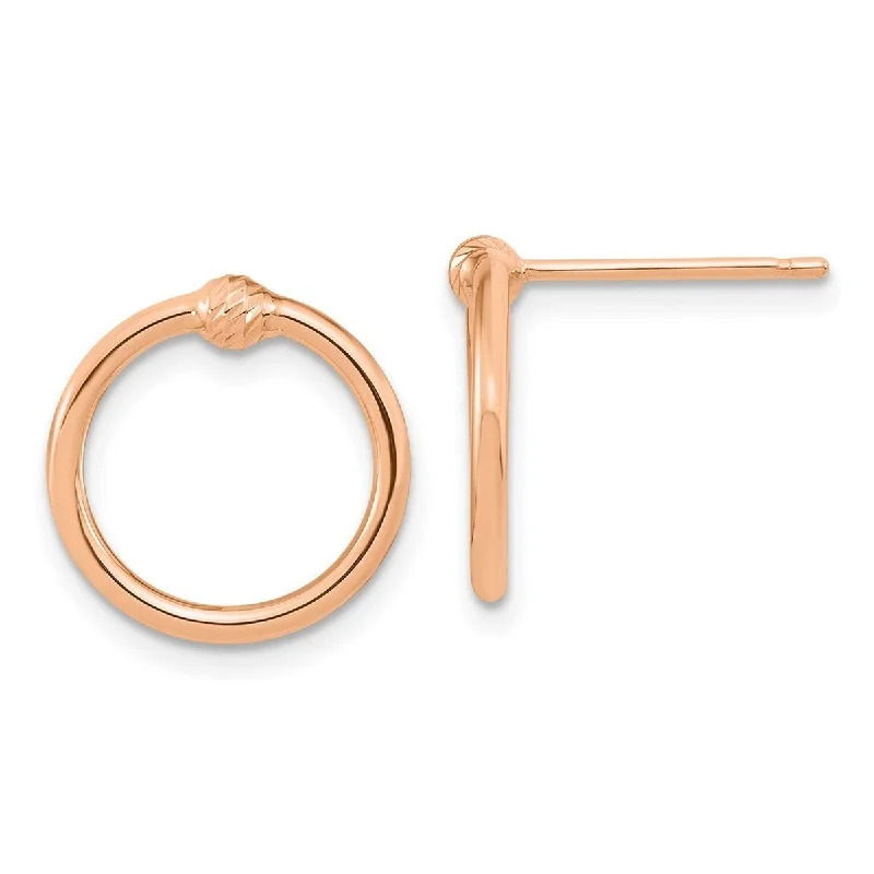 Best hoop earrings with geometric hexagon shapes for a modern, angular look-Curata 14k Rose Gold Polished Twisted Circle Post Earrings 14.5x14.6mm