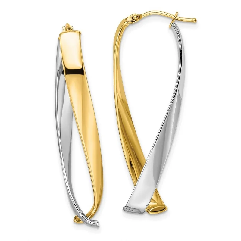 Hoop earrings with abstract shapes for an artistic and creative touch-Curata 14k Two-tone Gold Polished Twisted Hoop Earrings