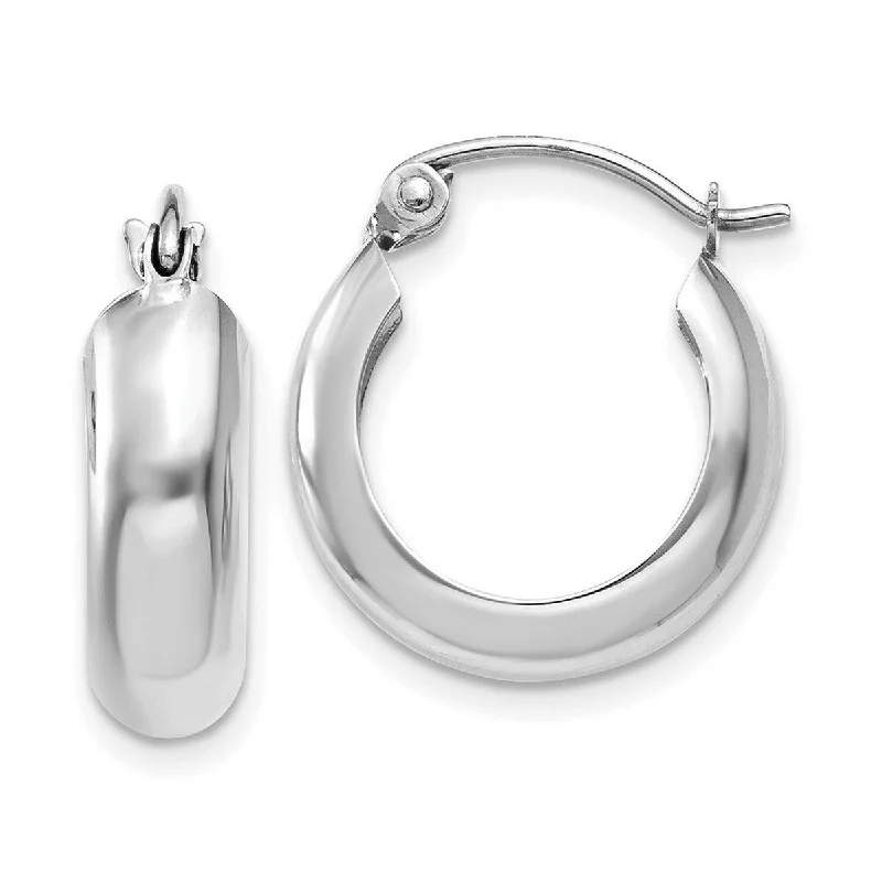 Hoop earrings with a chunky design for a bold and trendy statement-Curata 14k White Gold 13x4mm Round Hoop Earrings