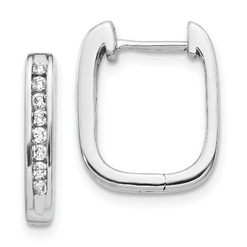 Best hoop earrings with snake chain details for a sleek and modern touch-Curata 14k White Gold Diamond Hinged Hoop Earrings Measures 15x13mm Wide 2mm Thick