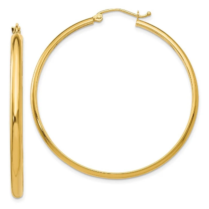 Best hoop earrings with gold for a luxurious and timeless look-Curata 14k Yellow Gold 2.75x44mm Polished Hoop Earrings