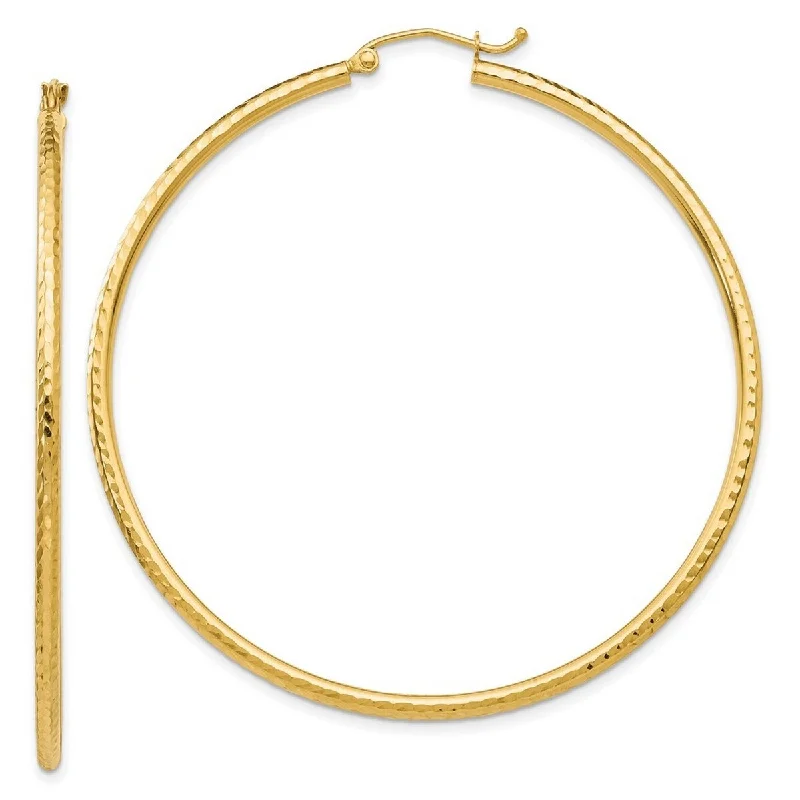 Best hoop earrings with snake chain details for a sleek and modern touch-Curata 14k Yellow Gold 55x2mm Round Tube Hoop Earrings