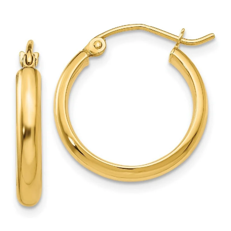 Hoop earrings with gold accents for a warm, elegant statement piece-Curata 14k Yellow Gold Polished Round Tube Hoop Earrings - 19x19mm