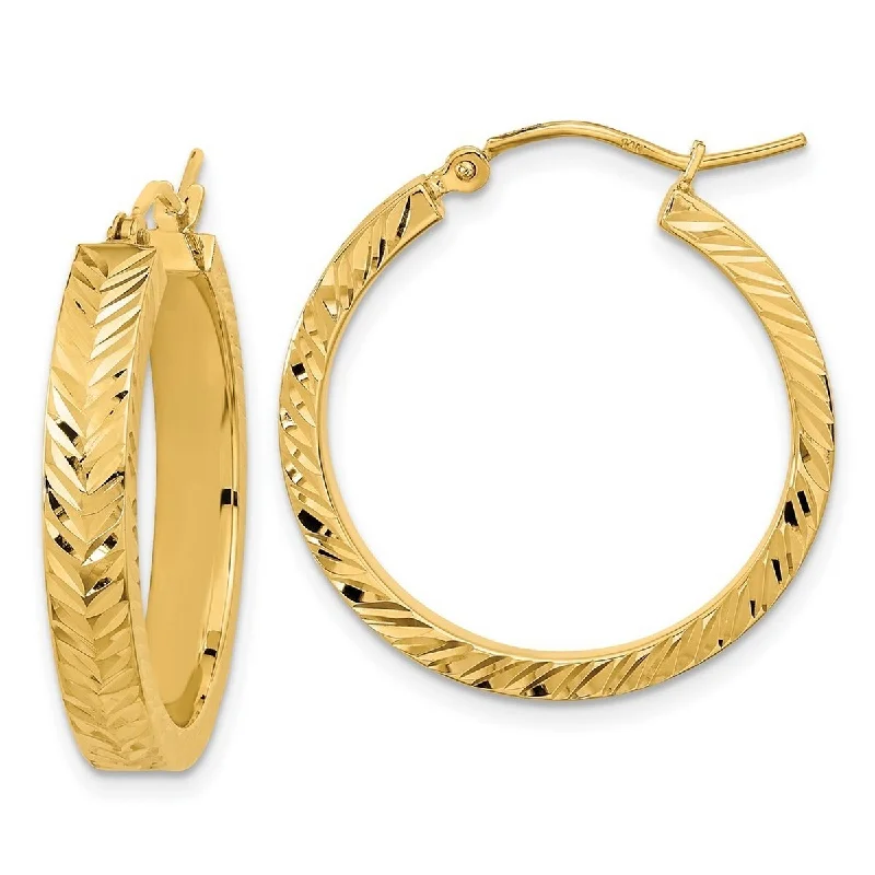 Best hoop earrings with marbled designs for a trendy and artistic effect-Curata 14k Yellow Gold Polished Sparkle Cut 26.69x4mm Hoop Earrings