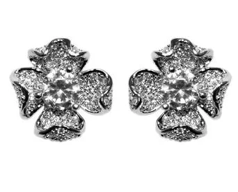 Hoop earrings with rhinestone-studded rims for a glamorous touch-Dogwood Pave' Crystal Stud Earring