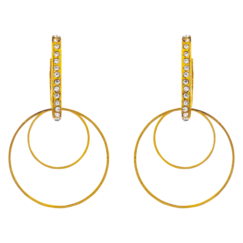 Hoop earrings with twisted leather for a chic and modern boho look-DOUBLE LASSO EARRINGS