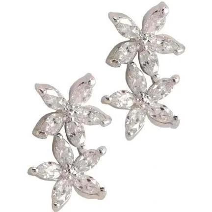 Best hoop earrings with sparkling cubic zirconia for a brilliant, budget-friendly effect-Fiorella Double Flower Swarovski Crystal Earrings