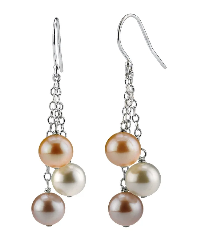 Best hoop earrings with textured silver for a rustic and organic finish-Freshwater Multicolor Pearl Cluster Earrings