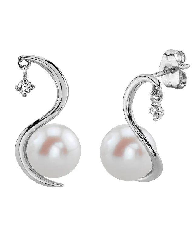 Best hoop earrings with matte finish for a sophisticated, understated design-Freshwater Pearl & Diamond Ellis Earrings