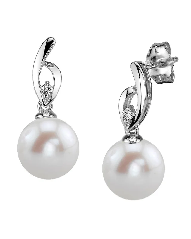 Hoop earrings with floral motifs for a feminine and nature-inspired look-Freshwater Pearl & Diamond Lois Earrings