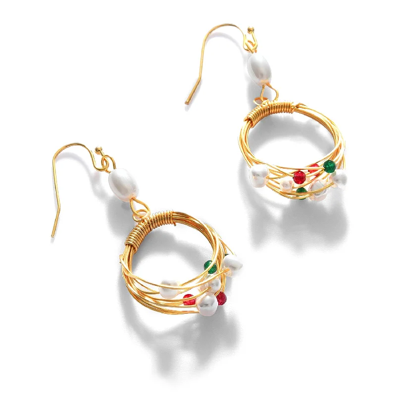 Best hoop earrings with enamel details for a colorful and modern look-Gold Plated Pearls Drop Earring