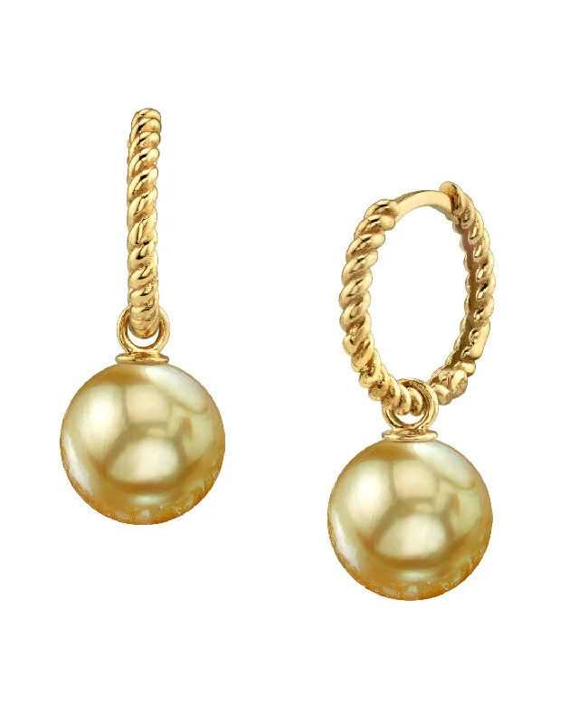 Hoop earrings with twisted metal designs for a dynamic and modern style-Golden South Sea Pearl Xanthe Hoop Earrings