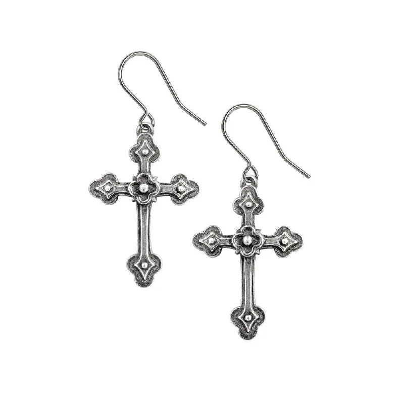 Best hoop earrings with enamel details for a colorful and modern look-Gothic Devotion Crosses Earrings by Alchemy Gothic