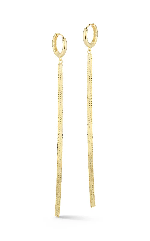 Hoop earrings with braided patterns for a detailed and textured finish-Herringbone Drop Huggie Earring