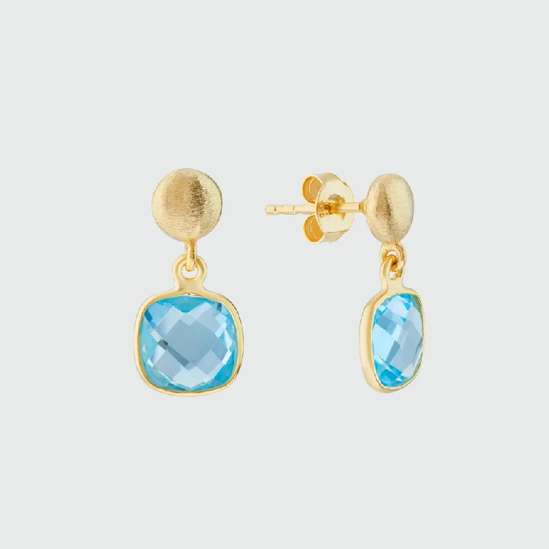 Best hoop earrings with hammered gold for a rustic yet elegant look-Iseo Blue Topaz and Gold Vermeil Earrings