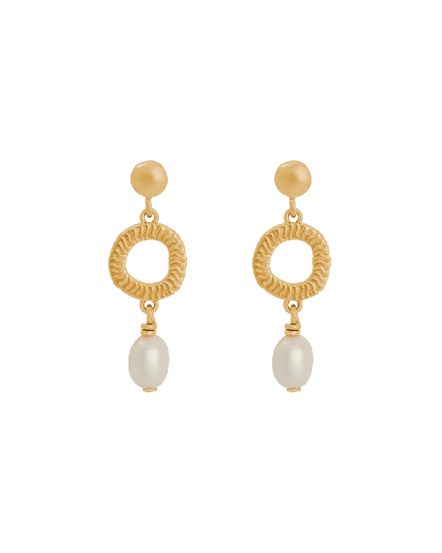 Hoop earrings with open designs for a modern, lighthearted vibe-ISOLE PEARL EARRINGS (18K GOLD PLATED)