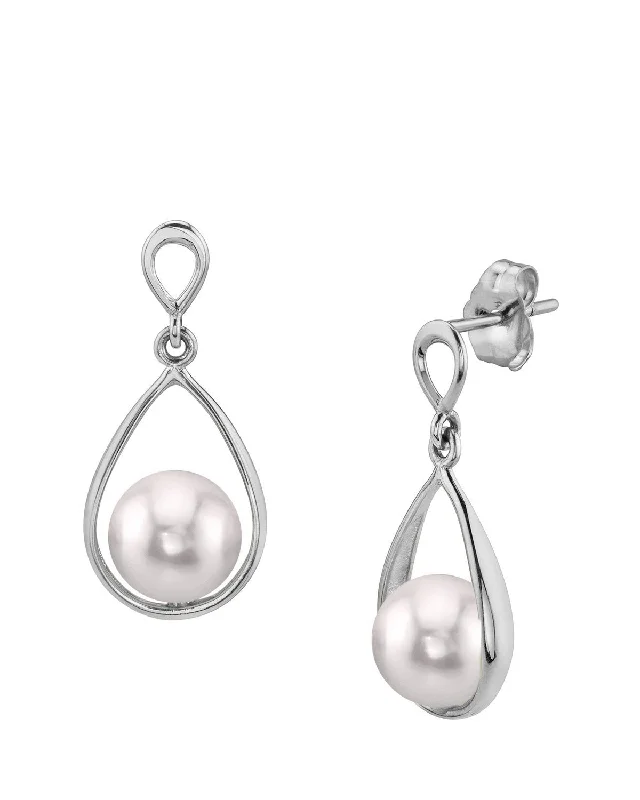 Best hoop earrings with hammered gold for a rustic yet elegant look-Japanese Akoya Pearl Darling Dangle Earrings