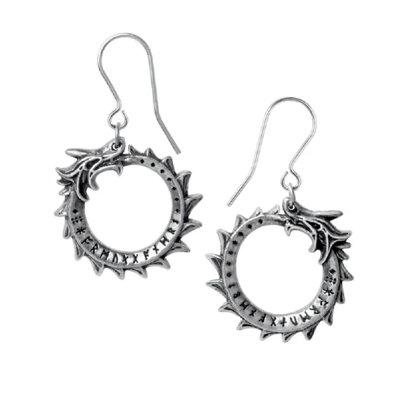 Medium hoop earrings for an everyday look with the perfect balance of style-Jormungand Nordic Ouroboros Dragon Earrings by Alchemy Gothic