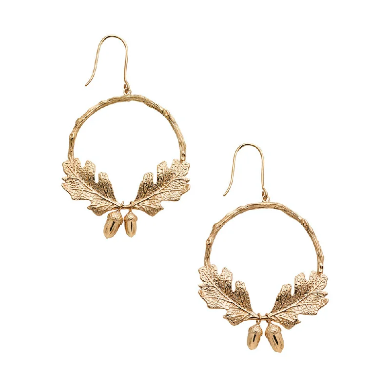 Best hoop earrings with matching bracelets for a coordinated jewelry set-Karen Walker Acorn & Leaf Wreath Earrings - Gold plated