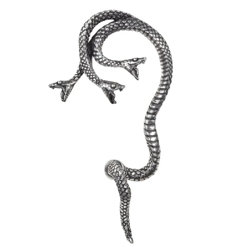 Best hoop earrings with delicate chain details for a trendy and stylish design-Khthonis Snake Ear Wrap by Alchemy Gothic