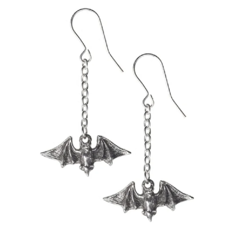 Hoop earrings with textured finishes for a vintage and classic style-Kiss the Night Bat Earrings by Alchemy Gothic