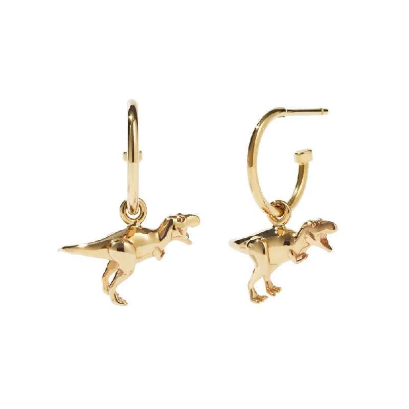 Best hoop earrings with butterfly motifs for a playful and whimsical appearance-Meadowlark Dinosaur Signature Hoop Earrings - Gold Plated