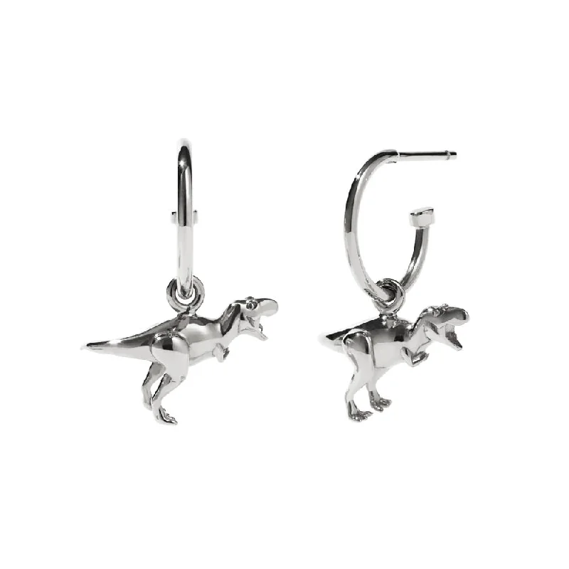 Hoop earrings with hearts for a sweet and romantic gesture-Meadowlark Dinosaur Signature Hoop Earrings - Sterling Silver