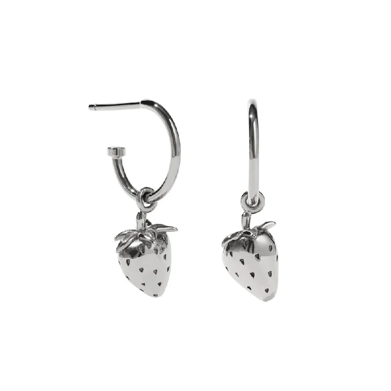 Stylish hoop earrings with diamond accents for an elegant and sparkling effect-Meadowlark Strawberry Signature Hoop Earrings - Sterling Silver