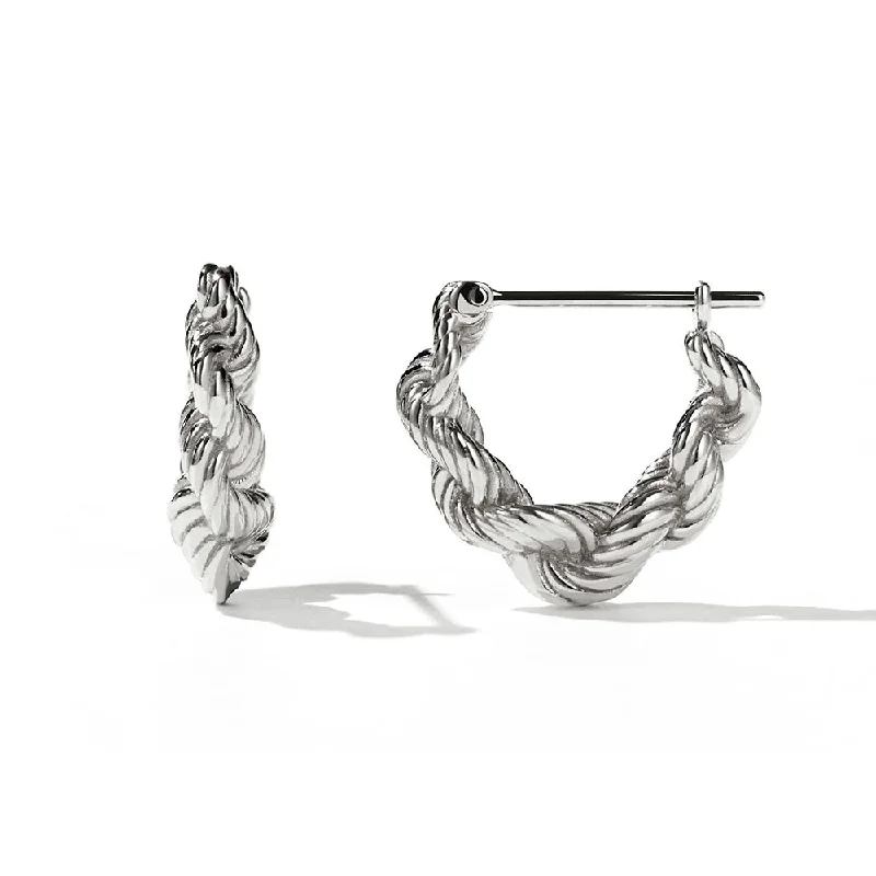 Hoop earrings with braided patterns for a detailed and textured finish-Meadowlark Twisted Rope Earrings - Sterling Silver