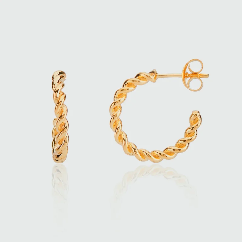 Best hoop earrings with crescent-shaped designs for a bold, moon-inspired style-Alhambra Piccolo Twisted Gold Vermeil Hoop Earrings