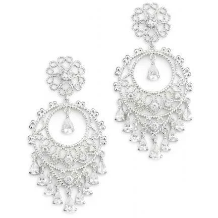 Classic hoop earrings with a thin profile for a sleek and subtle style-Melodie Cubic Zirconia Earrings