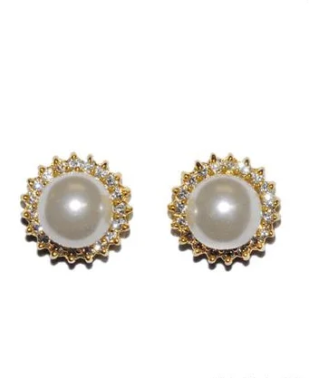 Hoop earrings with faceted crystals for added sparkle and shine-Mildred Gold Pearl and Crystal Classic Stud Earring