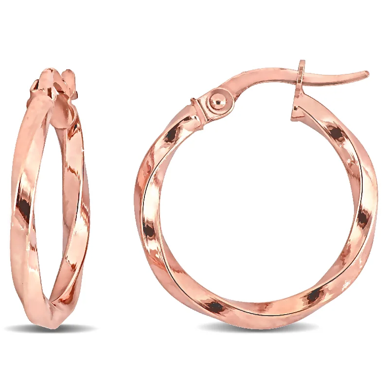 Hoop earrings with a matte finish for a sleek and sophisticated appearance-Mimi & Max 19mm Twisted Hoop Earrings in 10k Rose Gold