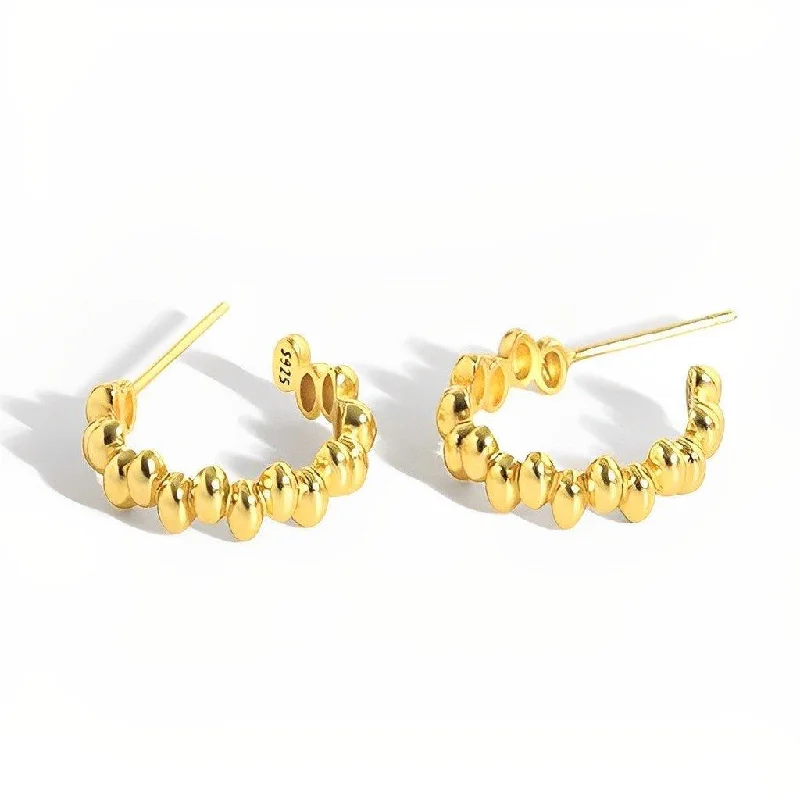 Hoop earrings with twisted metal designs for a dynamic and modern style-Beaded Hoop Earrings