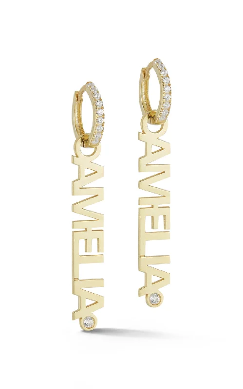 Hoop earrings with circle designs for a classic and timeless shape-Nameplate Huggie Earring