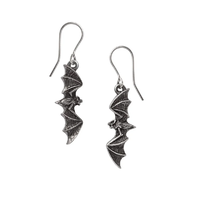 Best hoop earrings with butterfly motifs for a playful and whimsical appearance-Nightflight Bat Wing Earrings by Alchemy Gothic