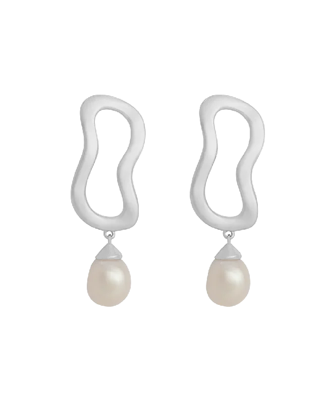 Best hoop earrings with stacked layers for a dimensional and bold look-ONDA PEARL EARRINGS (STERLING SILVER)