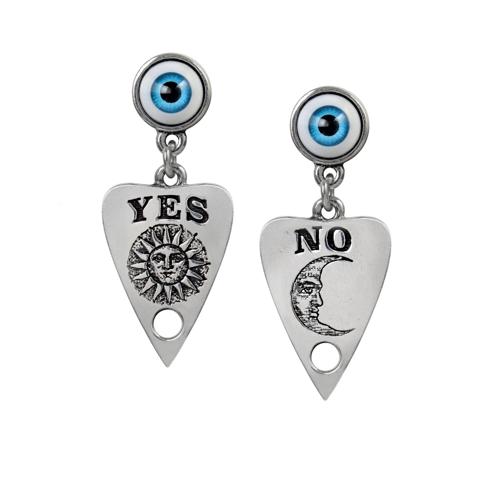 Best hoop earrings with satin ribbons for a soft, feminine appearance-Ouija Planchette Earrings by Alchemy Gothic